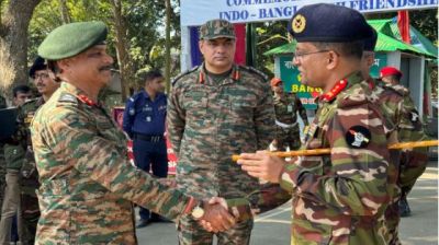 মহান বিজয় দিবসে বাংলাদেশ ও ভারতের সেনাবাহিনীর উচ্চ পর্যায়ের অফিসারদের সৌজন্য সাক্ষাৎ